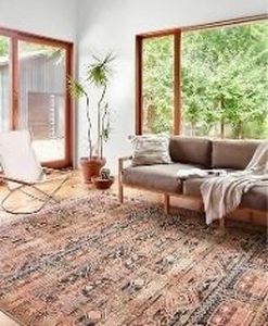 lot 21724 image: Loloi Layla Collection LAY-14 MochaBlush 2-3 x 3-9 .13 Thick Accent Rug, Soft, Durable, Vintage Inspired, Distressed, Low Pile, Non-Shedding, Easy Clean, Printed, Living Room Rug - Retail $25