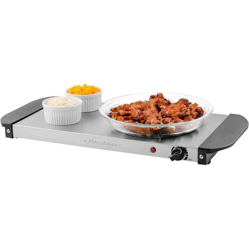 lot 13603 image: OVENTE Electric Warming Tray Perfect for Occasions House Parties Events & Dinners  Silver  - Retail $82