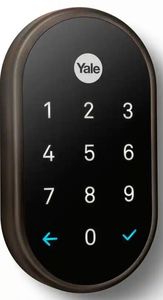 lot 14722 image: Nest x Yale Lock - Tamper-Proof Smart Deadbolt Lock with Nest Connect - Oil Rubbed Bronze - Retail $264
