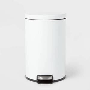 lot 14725 image: 12L Round Step Trash Can White - Brightroom Stainless Steel, Indoor Bin with Lid, Smooth Finish, 3.1 Gallon Capacity
