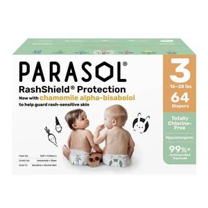 lot 14742 image: Parasol Chlorine-Free Diapers with RashShield Protection - Size 3 - 64ct