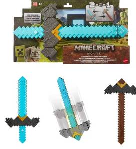lot 16217 image: Minecraft Click and Switch Sword and Pickaxe Role-Play 2-in-1 Toy Inspired by the Movie