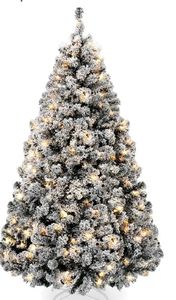 lot 16219 image: Best Choice Products Pre-Lit Black Christmas Tree, 6ft Artificial Flocked Full Fir Tree, Holiday Decoration w 250 Lights (Stock Pic Differs) - Retail $110