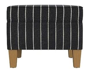lot 21732 image: Spatial Order Home Decor  Dinah Collection Modern Storage Ottoman  Ottoman with Storage for Living Room & Bedroom(Black with Boucle Stripe) - Retail $109