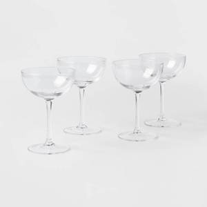 lot 21743 image: 6oz 4pk Glass Entertaining Cocktail Coupe Glasses - Threshold Lead-Free, Dishwasher-Safe, Traditional Style Drinkware Set