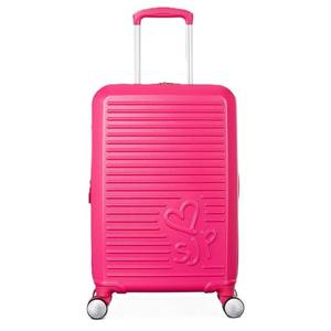 lot 21749 image: Sarah Jessica Parker Signature Hardside Expandable Carry On Spinner Suitcase with 2 Packing Cubes and Shoe Bag - Candy - Retail $190