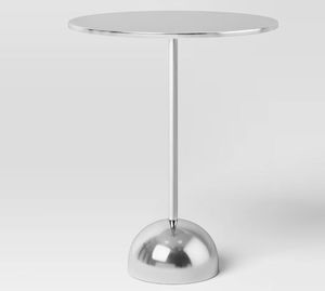 lot 21755 image: Optimistic Pedestal Metal Accent Table Chrome - Room Essentials Assembly Required - Pink