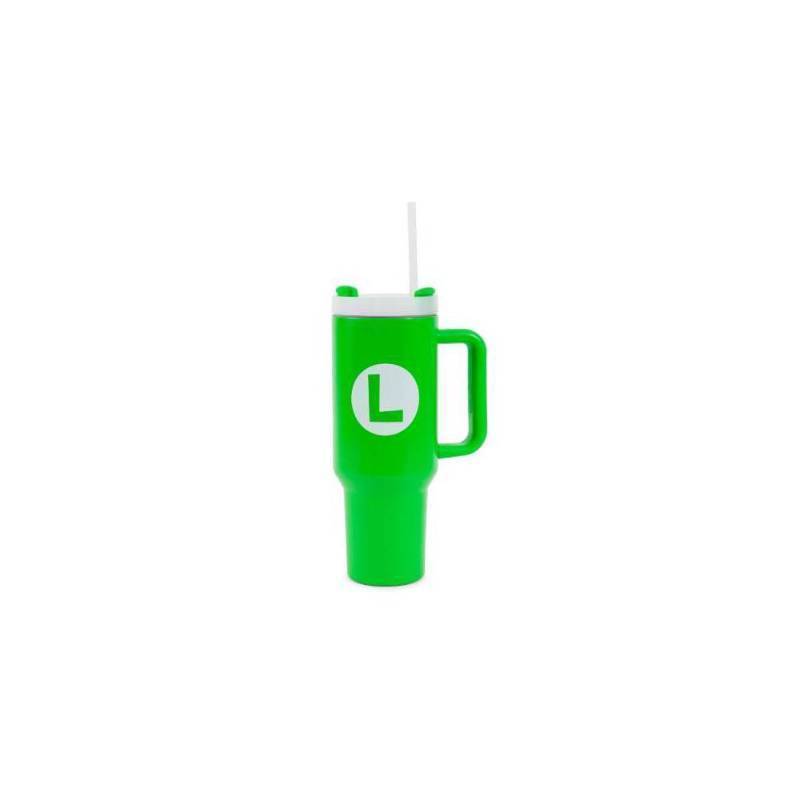 lot 3787 image: Nintendo Stainless Steel 40oz Luigi Tumbler (Damaged Lid)