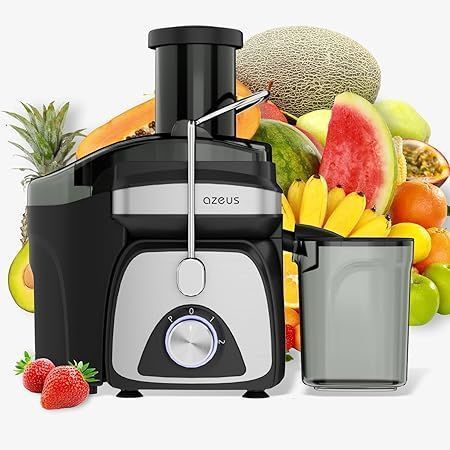 lot 8613 image: AZEUS Centrifugal Juicer Machines, Juice Extractor with Germany-Made 163 Chopping Blades (Titanium Reinforced) & 2-Layer Centrifugal Bowl, High Juice Yield, Easy to Clean, Anti-Drip,100% BPA-Free (NOT WORKING) - Retail $65