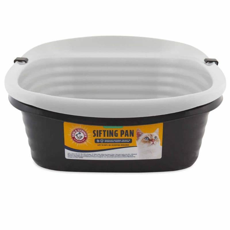 lot 21350 image: Arm & Hammer Sifting Cat Litter Box  2 Open Top Plastic Cat Litter Pans and Cat Litter Tray  Large  white - 3 piece