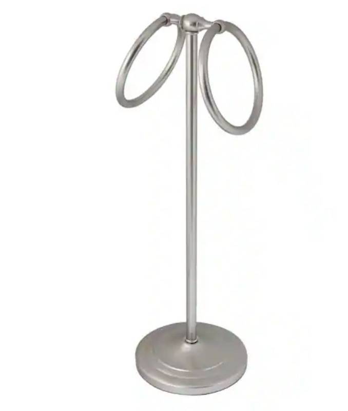 lot 5731 image: 17 in. Counter Top Towel Ring for Hand Towels in Satin Nickel (Small Dent)