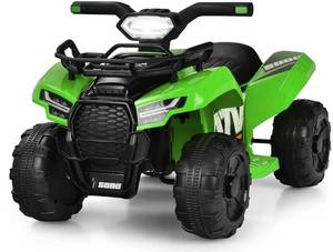 lot 14836 image: Costzon Kids ATV, 6V Battery Powered Electric Vehicle Four Wheeler Quad wStorage Basket, Headlight, Horn, Music, MP3 & USB, Toddler 4 Wheeler Ride on Car Toy for Boys Girls 18-36 Months (Green) - Retail $70
