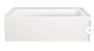lot 16295 image: DeltaClassic 500 60 in. x 32 in. Alcove Deep Soaking Bathtub with Right Drain in High Gloss White - Retail $319