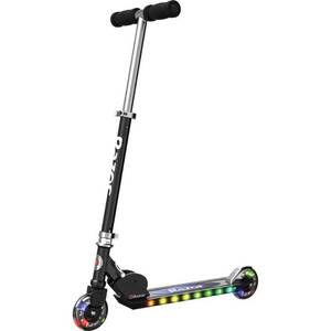 lot 23301 image: Razor A 2 Wheel Scooter with LED Lights - Black Aluminum Frame, Urethane Wheels