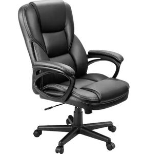 lot 30010 image: Big and Tall Black Leather High Back Executive Chair with Swivel Seat