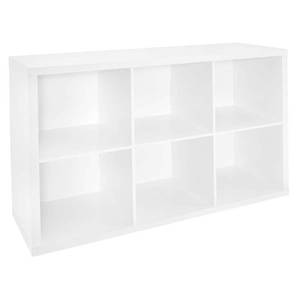 lot 30014 image: ClosetMaid 6 Cube Storage Shelf Organizer Bookshelf with Back Panel, Easy Assembly, Wood, White Finish (B00YXL4R1U) - Retail $82