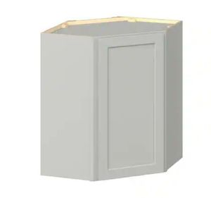 lot 30015 image: Emerson Whisper Gray Wall Diagnal Corner Ready to Assemble Kitchen Cabinet (24 in. W x 30 in. H x 24 in. D) - Retail $265