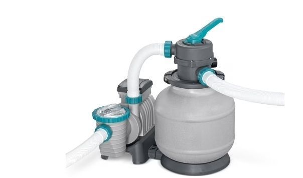 lot 21382 image: Bestway 2,200 Gallon Sand Filter Pump for Above Ground Swimming Pools (Missing Accessories) - Retail $167