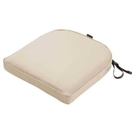 lot 21411 image: Classic Accessories Montlake FadeSafe Water-Resistant Contoured Patio Dining Seat Cushion  20 x 20 x 2 inch  Antique Beige