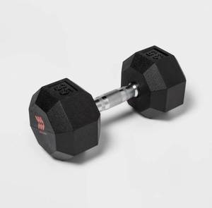 lot 14868 image: Hex Dumbbell 35lbs Black - All In Motion Rubber Fill, Chrome Material, Upper Body Fitness