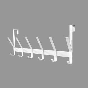 lot 14876 image: Brightroom Heavy Duty Over The Door 6 Hooks Rail Matte White - Brightroom Steel Door Hanger Rack, Powder-Coated Finish, No Assembly