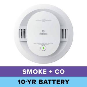 lot 14893 image: 10-Year Battery Powered Smoke and Carbon Monoxide Detector with Alarm LED Warning Lights 21031514 - Retail $60