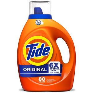 lot 23330 image: Tide Laundry Detergent Liquid with 6X Boosted Cleaning Power  Original Scent  100 fl oz  80 Loads