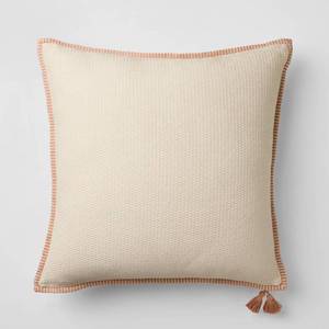 lot 23358 image: Oversized Square Cotton Linen Texture with Tassel OrangeCream - Threshold designed with Studio McGee