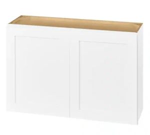 lot 30029 image: Avondale 36 in. W x 12 in. D x 24 in. H Ready to Assemble Plywood Shaker Wall Bridge Kitchen Cabinet in Alpine White - Retail $281