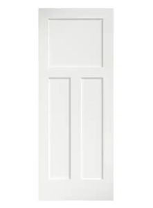 lot 30049 image: 30 in. x 80 in. x 1-38 in. Shaker White Primed T-Shape 3-Panel Solid Core Wood Interior Slab Door - Retail $275