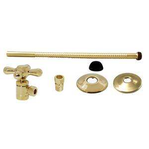 lot 30062 image: Westbrass D1712T-01 Toilet Supply Line Kit includes 12  Corrugated Riser  Cross Handle Angle Stop Shut Off Valve  Compression Adaptor and Flanges  Polished Brass