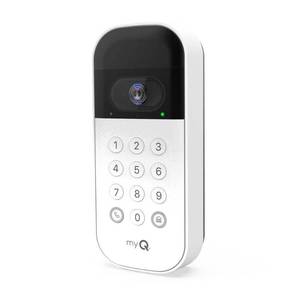 lot 30067 image: myQ Smart Garage Video Keypad - White - Retail $80