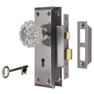 lot 30071 image: Glass Satin Nickel Knob Mortise Set