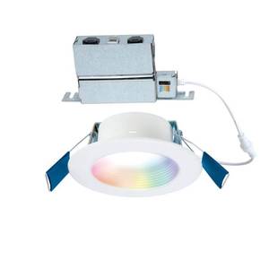 lot 30078 image: RL 4 in. Color and Tunable White Regresed Canless Smart Wi-Fi LED Recessed Downlight with WiZ Pro