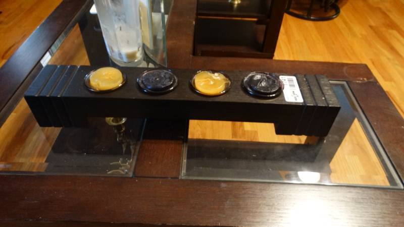 lot 1741 image: Candle holders, candle decor, glass picture frame.