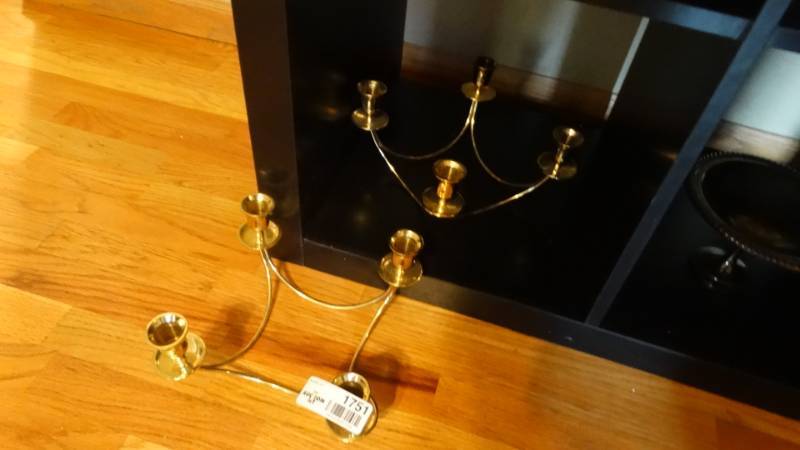 lot 1751 image: 3 brass candle holders.