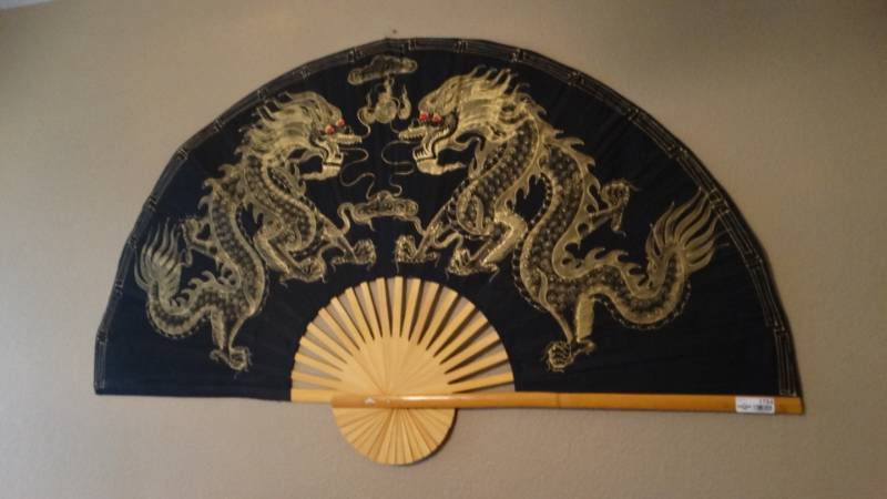lot 1754 image: Large dragon designed wall art.