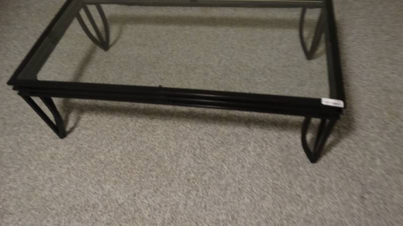 lot 1767 image: Metal frmaed glass top coffee table.