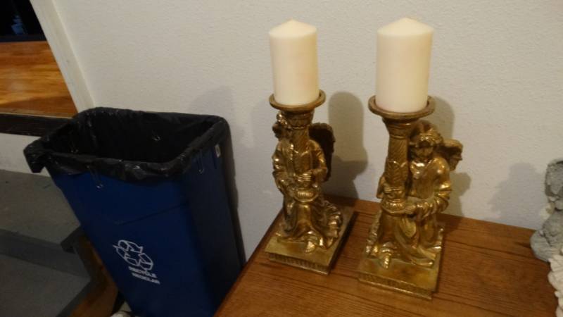 lot 1816 image: 2 Large angel candle holders.