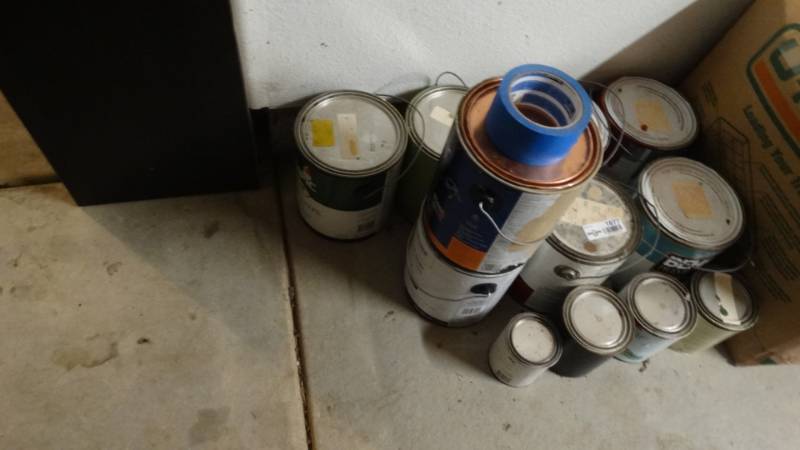 lot 1877 image: Assorted paints, cans vary in amounts.