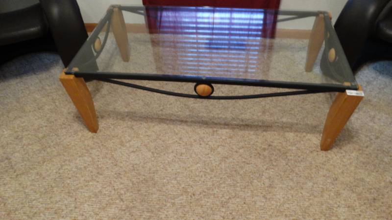 lot 1703 image: Coffee table with glass top.