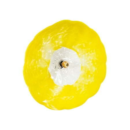 lot 21069 image: Fiore Hand Blown Art Glass Wall Decor with Floral Finial Centerpiece Yellow 14 in. Diameter