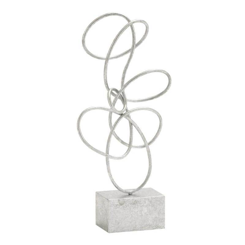 lot 8627 image: 10 x 22  Silver Metal Swirl Abstract Sculpture by DecMode