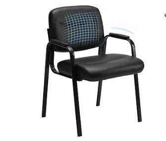 lot 21205 image: Sweetcrispy Leather Waiting Room Chair, Comfy Guest Chairs with Padded Arms for Reception Conference Side Office Desk Home, Inky
