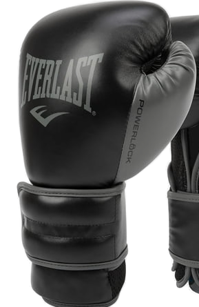 lot 13117 image: Everlast PowerLock2 Boxing Training Gloves 14 Oz BlackGray SINGLE RIGHT HAND ONLY, NO LEFT