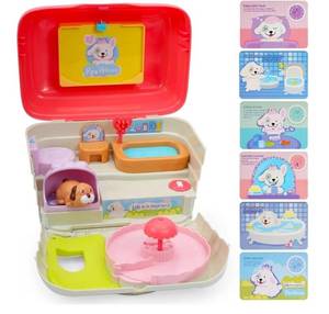 lot 23490 image: Interactive Pet House Toy for Kids Ages 3, Musical Doggy Playset with 6 Habits, Fun Sounds & Lullaby, Running Puppy, Shower, Feeding, Sleeping, and More - Includes 3 Double-Sided Cards