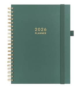 lot 23509 image: Count of 2 And Per Se 2026 Planner, A4 Size-Daily, Weekly & 18-Monthly Planner, Daily Schedule, Monthly Tabs, 100 GSM Thick Paper(Green)
