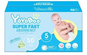 lot 23512 image: YOYOBOO Disposable Newborn Diapers, Hypoallergenic, Superior Absorbency & Lightweight, Designed to Reduce Babys Burden, Size 5, 50 Count