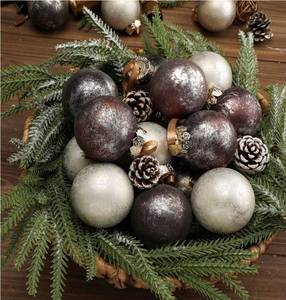 lot 23513 image: 2 Boxes of 24 Pcs Neutral Textured Christmas Ball Ornaments 2.4 Inch Vintage Metallic Brown Maroon Gold Xmas Tree Ornament Shatterproof Rustic Distressed Xmas Baubles Antique Farmhouse Christmas Decor
