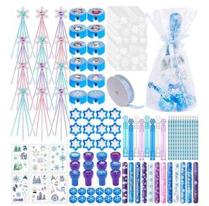 lot 23518 image: Winter Wonderland Party Favors Set with Snowflake Wands, Stamps, Pencils, Teen Party Supplies and Decorations (frozen party-122)
